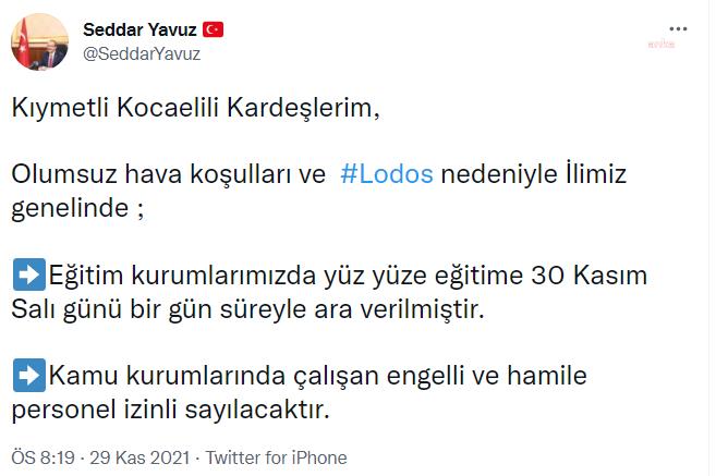 KOCAELİ, SAKARYA VE YALOVA’DA DA EĞİTİME BİR GÜN ARA VERİLDİ