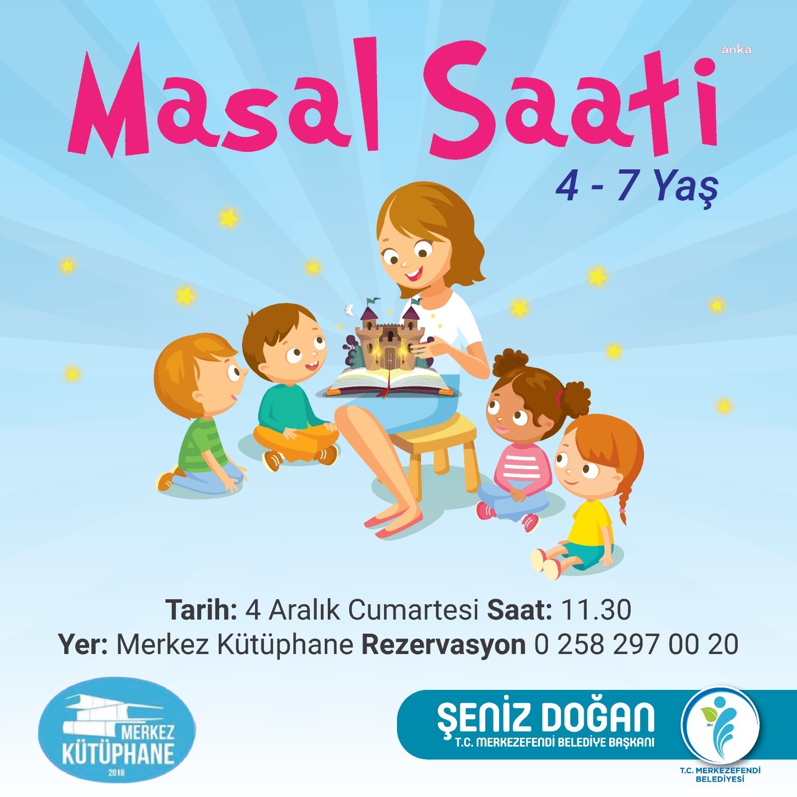 ÇOCUKLAR İÇİN MASAL SAATİ ETKİNLİĞİ YAPILACAK