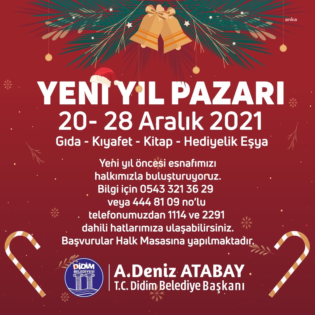 DİDİM BELEDİYESİ, ESNAF İLE VATANDAŞLARI YENİ YIL PAZARINDA BULUŞTURACAK