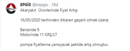 BENZİN VE MOTORİNE ZAM