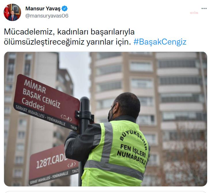 BAŞAK CENGİZ’İN ADI, ANKARA YENİMAHALLE’DE YAŞAYACAK