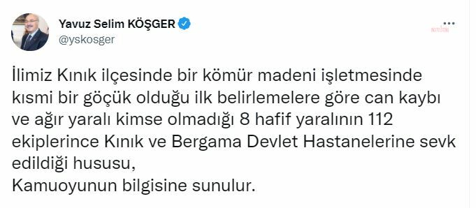 İZMİR VALİSİ KÖŞGER: 8 HAFİF YARALI HASTANELERE SEVK EDİLDİ