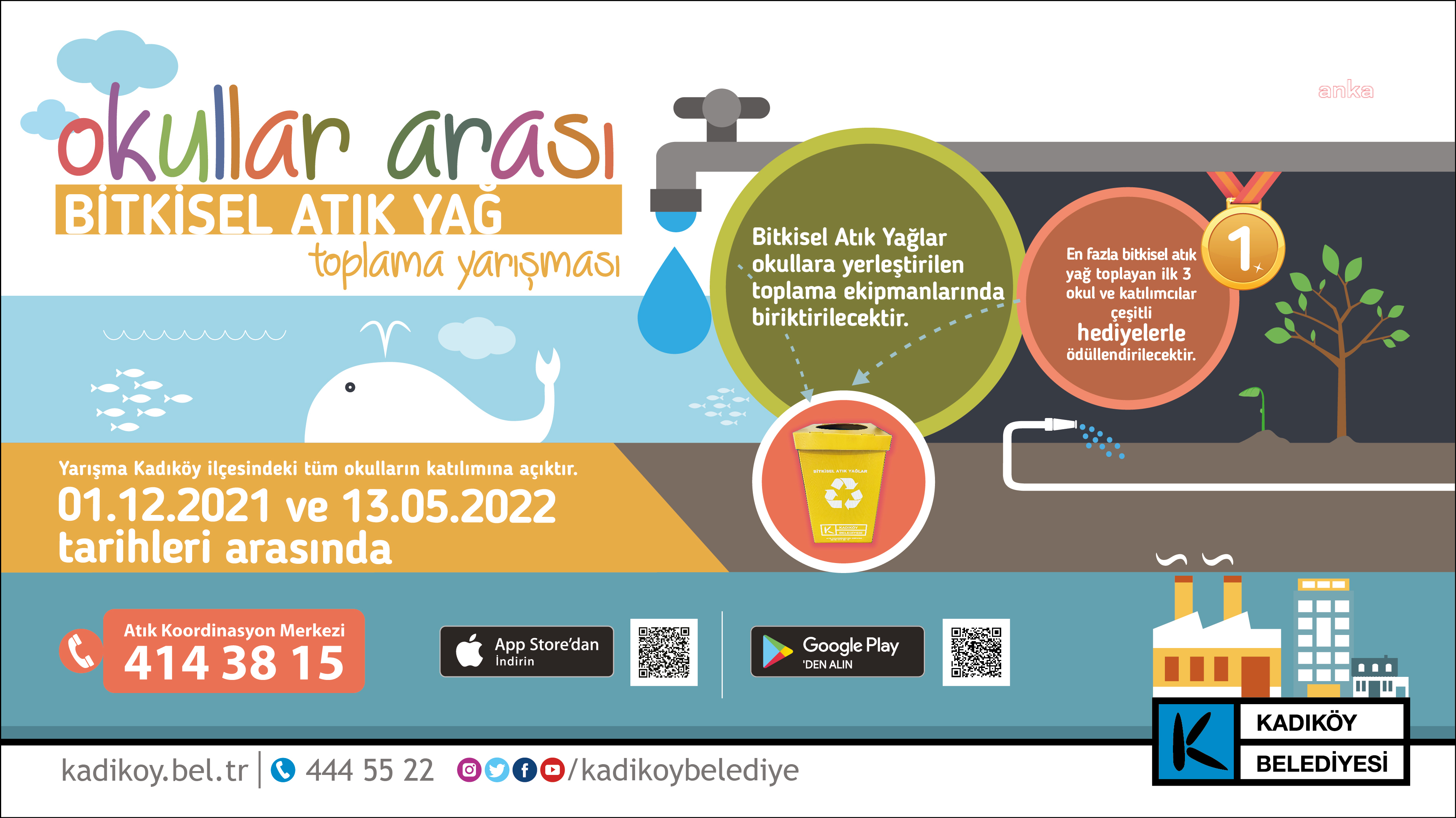 KADIKÖY'DE OKULLAR ARASI BİTKİSEL ATIK YAĞ TOPLAMA YARIŞMASI BAŞLADI