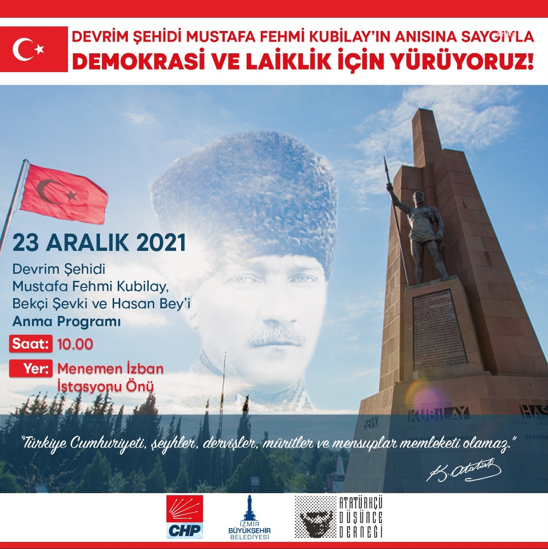 DEVRİM ŞEHİDİ KUBİLAY İÇİN DEMOKRASİ VE LAİKLİK YÜRÜYÜŞÜ YAPILACAK