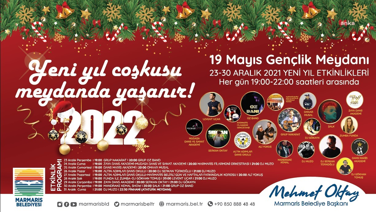 MARMARİS BELEDİYESİ YENİ YILI BİR HAFTA SÜRECEK ETKİNLİKLERLE KARŞILIYOR