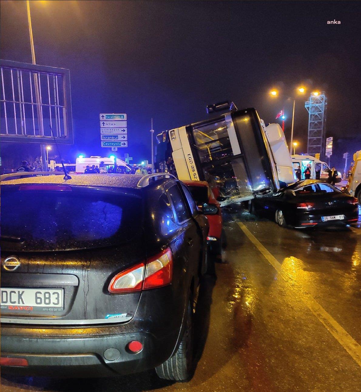 ANKARA’DA EGO OTOBÜSÜ DEVRİLDİ, 14 KİŞİ YARALANDI