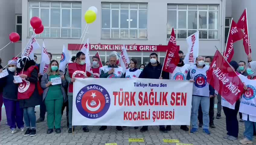 TÜRK SAĞLIK SEN, BALON ROKET UÇURDU EYLEM YAPTI: "ZAMLAR MEMURUN YARASINA MERHEM OLMAZ"