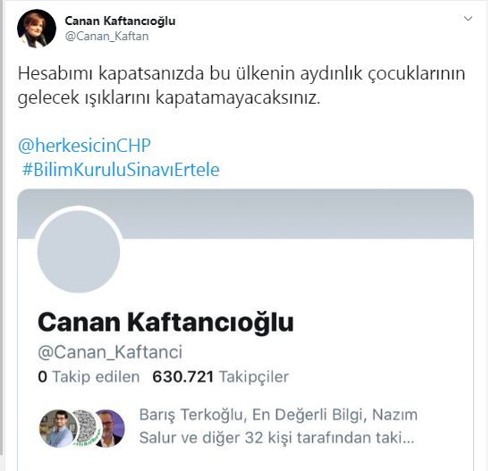KAFTANCIOĞLU YENİ TWİTTER HESABI AÇTI