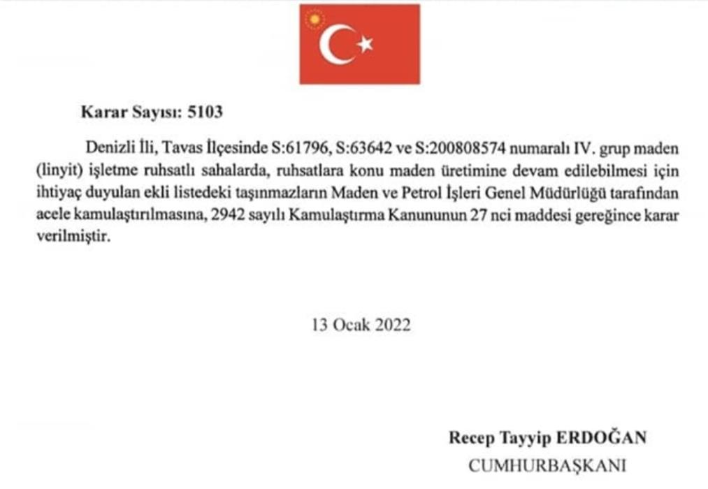 TAVAS’TA KÖMÜR İŞLETMESİ İÇİN ACELE KAMULAŞTIRMA KARARI: “BÜTÜN DOĞAL YAŞAMI ETKİLEYECEK”
