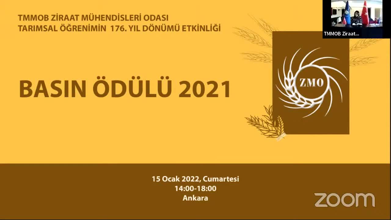 ZİRAAT MÜHENDİSLERİ’NDEN ANKA MUHABİRİ DİLAN KUTLU’YA BASIN ÖDÜLÜ