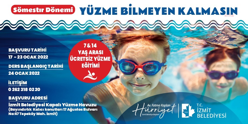İZMİT BELEDİYESİ'NİN "YÜZME BİLMEYEN KALMASIN" PROJESİNDE SÖMESTR DÖNEMİ BAŞVURULARI BAŞLADI