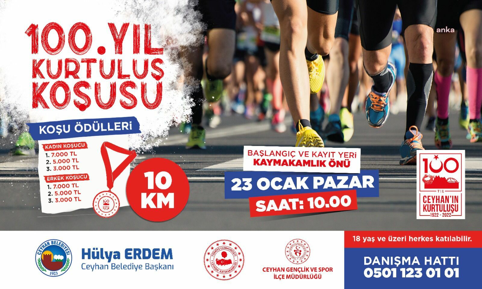 CEYHAN BELEDİYESİ'NDEN 100. YIL KURTULUŞ KOŞUSU