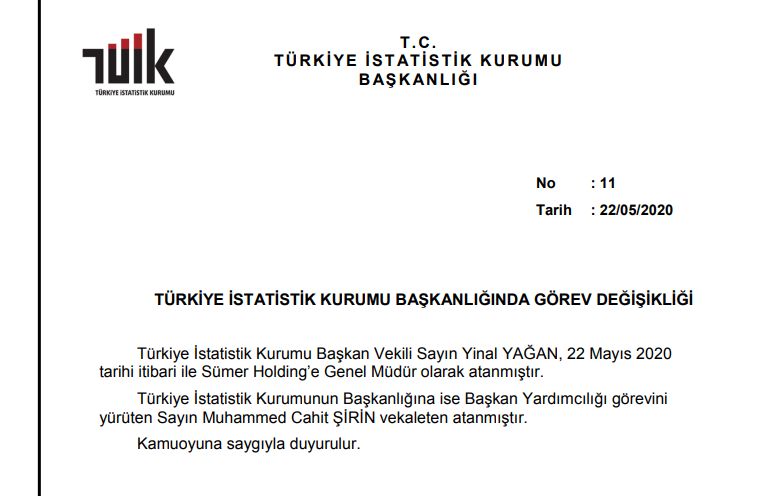TÜİK BAŞKANI DEĞİŞTİRİLDİ