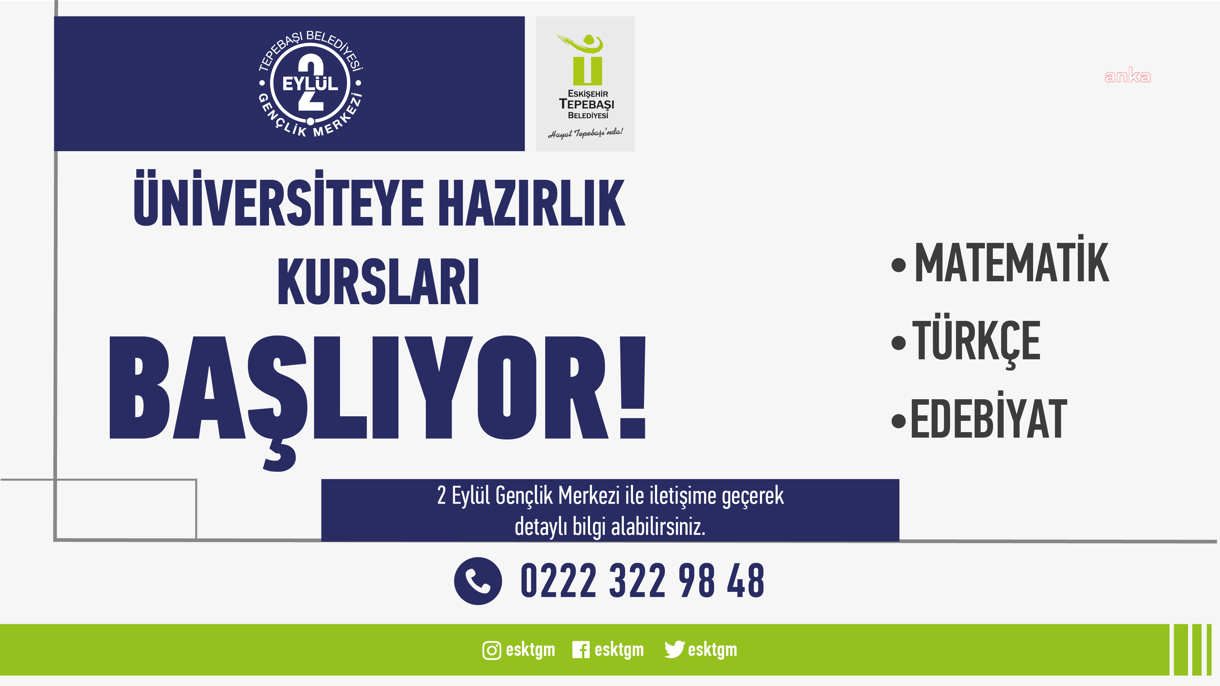TEPEBAŞI BELEDİYESİ ÜNİVERSİTEYE HAZIRLIK KURSLARI BAŞLIYOR