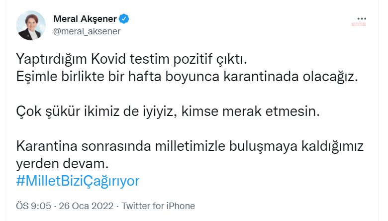 AKŞENER: "YAPTIRDIĞIM KOVİD TESTİM POZİTİF ÇIKTI"