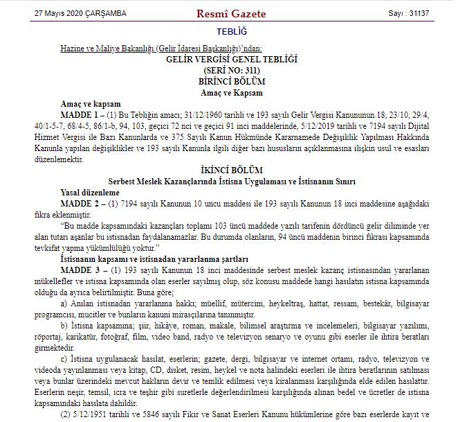 SANATÇI VE SPORCULARA UYGULANAN VERGİLERDE DÜZENLEME