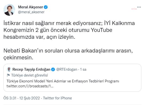 AKŞENER’DEN ERDOĞAN’A: “NEBATİ BAKAN’IN SORULARI OLURSA ARKADAŞLARIMI ARASIN, ÇEKİNMESİN”
