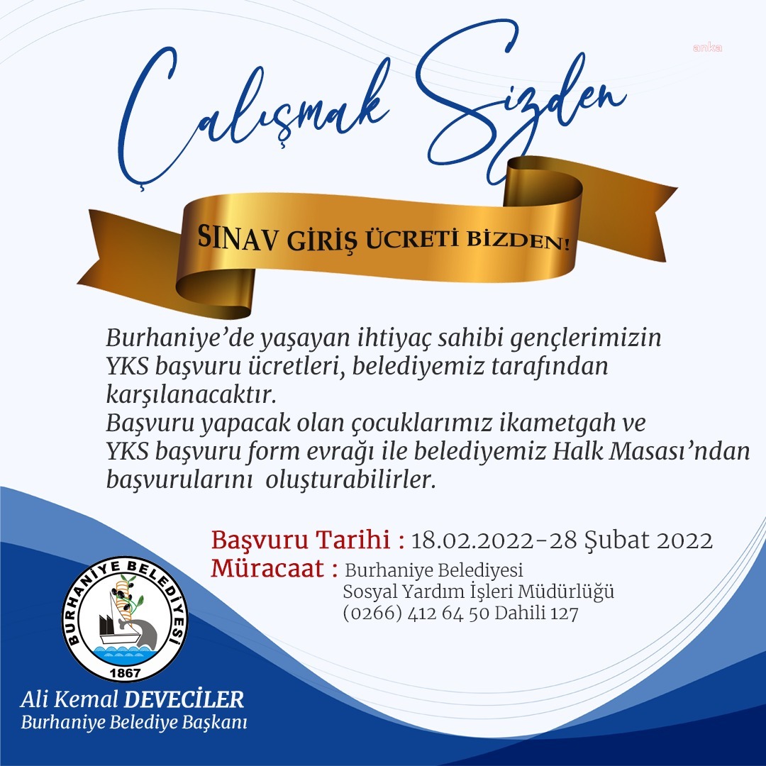 BURHANİYE BELEDİYESİ'NDEN ÖĞRENCİLERE YKS DESTEĞİ
