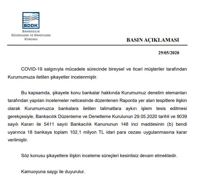 18 BANKAYA 102,1 MİLYON TL CEZA