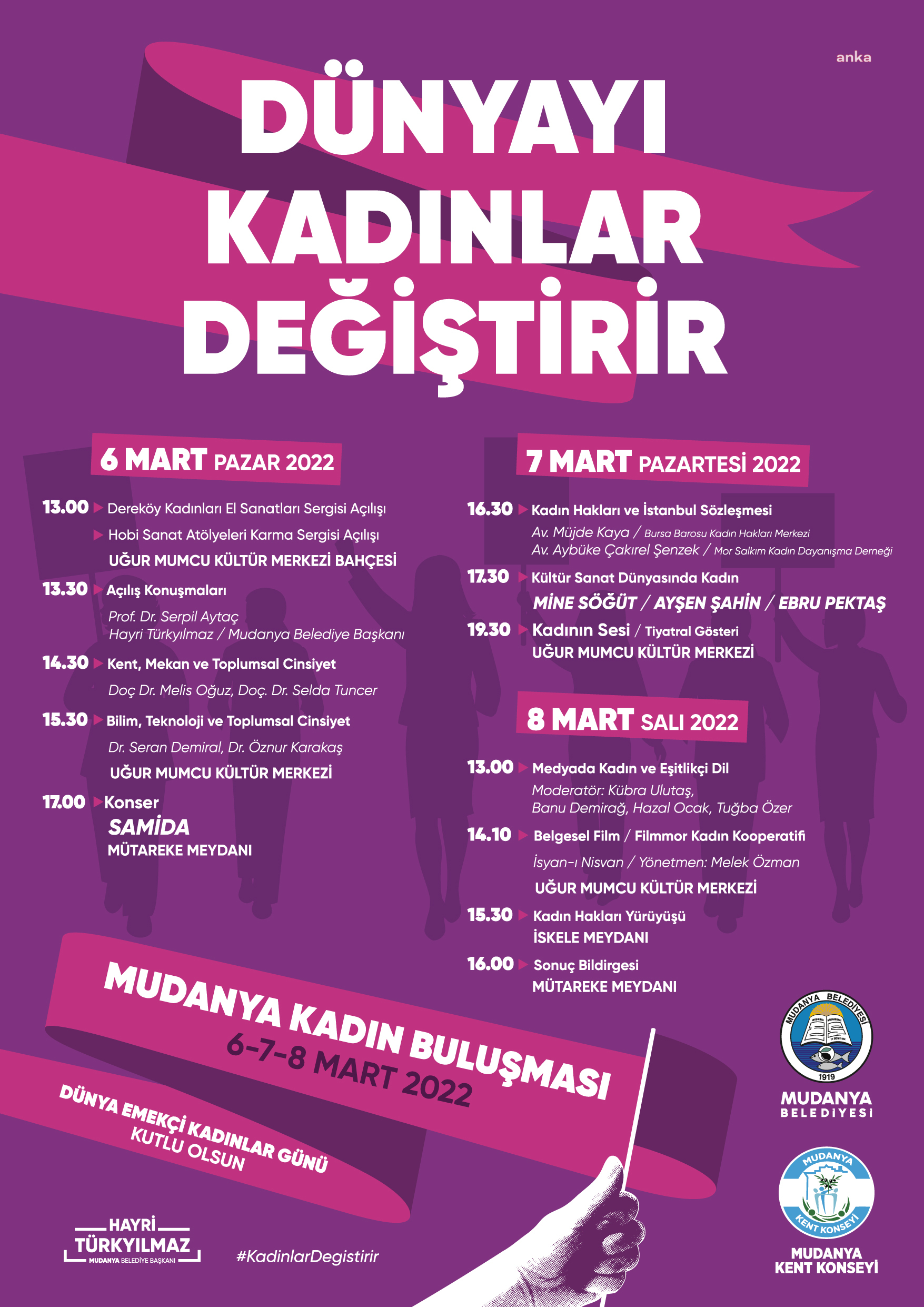 KADINLAR, 6-7-8 MART’TA MUDANYA’DA BULUŞUYOR