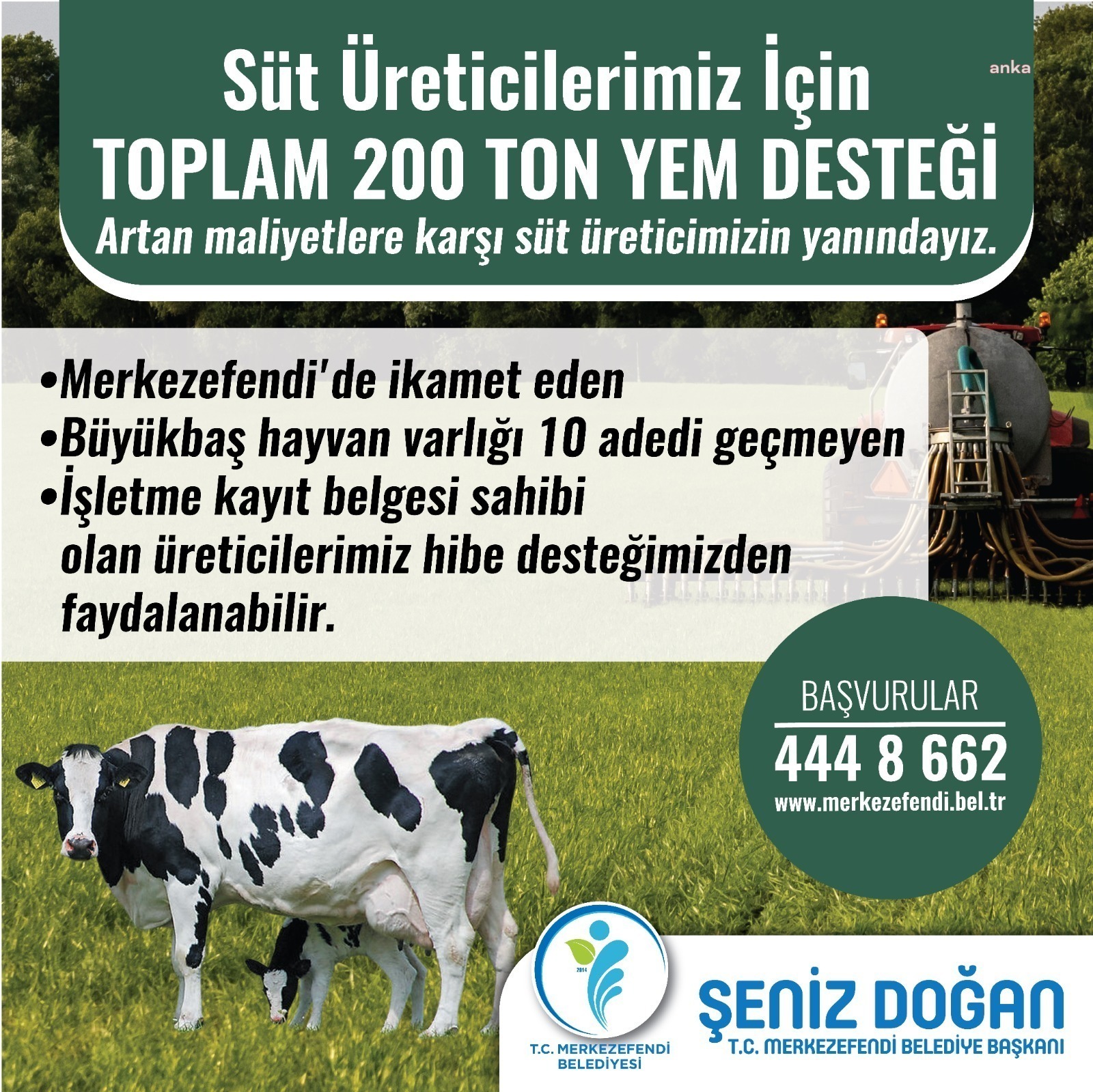 MERKEZEFENDİ BELEDİYESİ’NDEN SÜT ÜRETİCİLERİNE 200 TON YEM DESTEĞİ