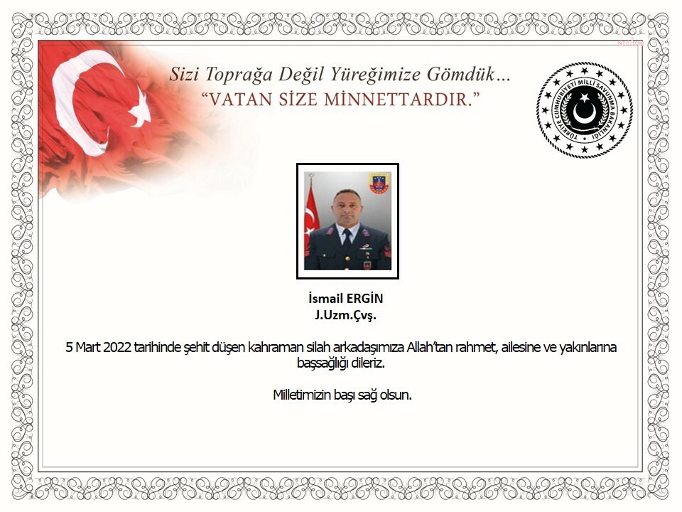 TOKAT’TA ŞEHİT OLAN UZMAN ÇAVUŞ ERGİN’İN CENAZESİ MEMLEKETİ BİNGÖL'E GÖNDERİLDİ