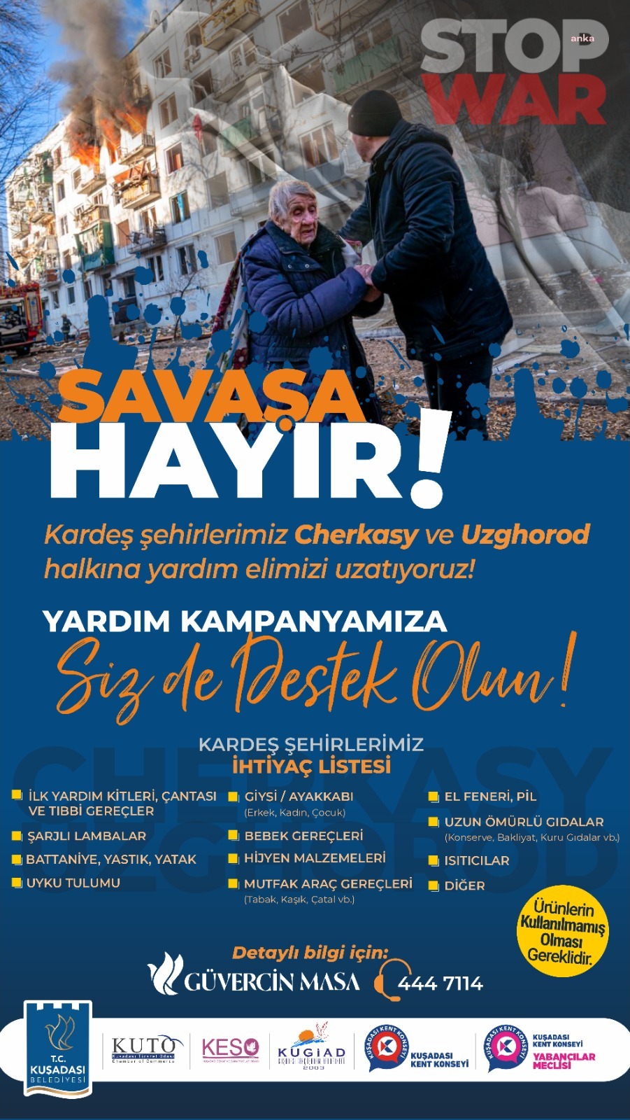 KUŞADASI’NDA UKRAYNA İÇİN İNSANİ YARDIM KAMPANYASI BAŞLATILDI