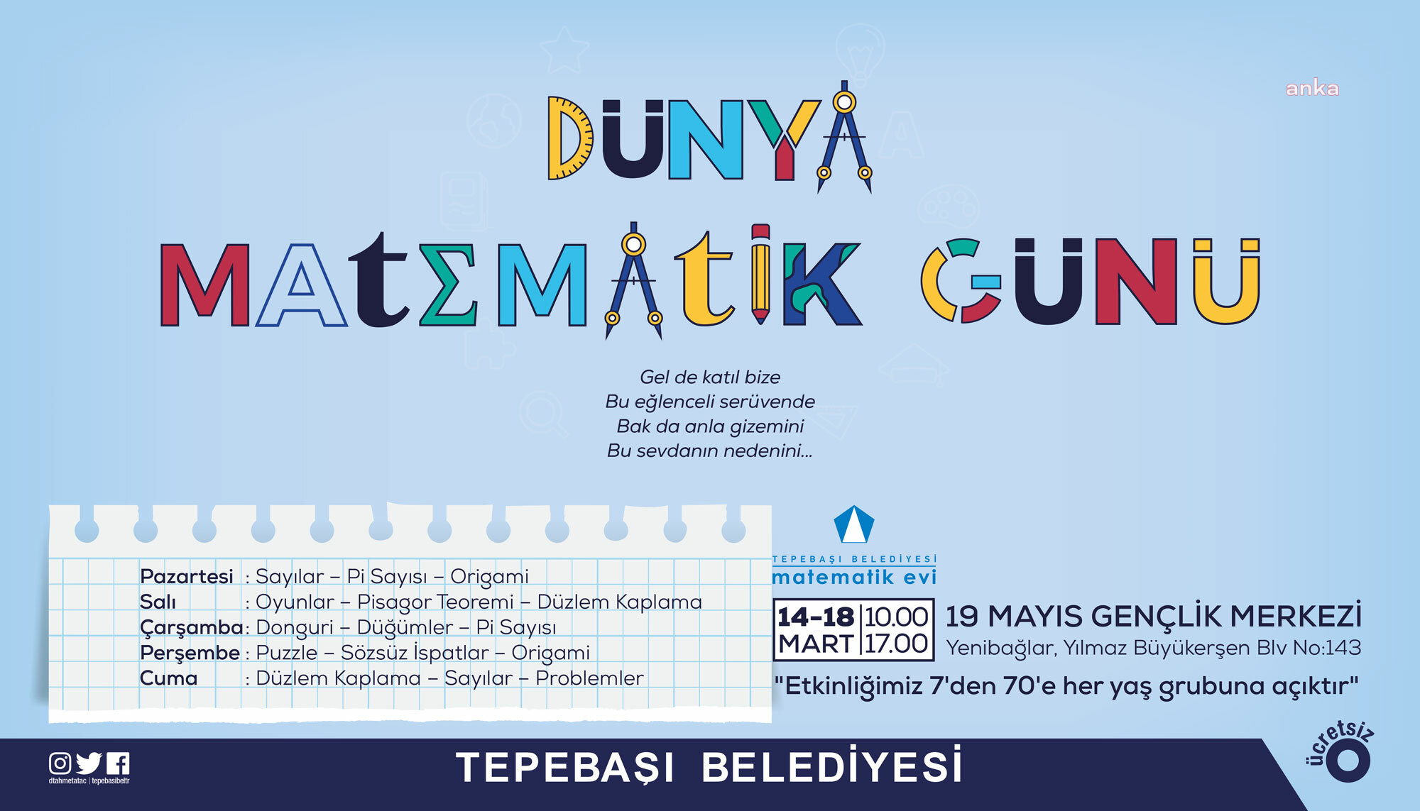DÜNYA MATEMATİK GÜN TEPABAŞI'NDA ETKİNLİKLERLE KUTLANACAK