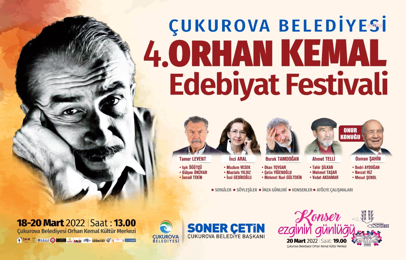ÇUKUROVA'DA ORHAN KEMAL EDEBİYAT FESTİVALİ BAŞLIYOR