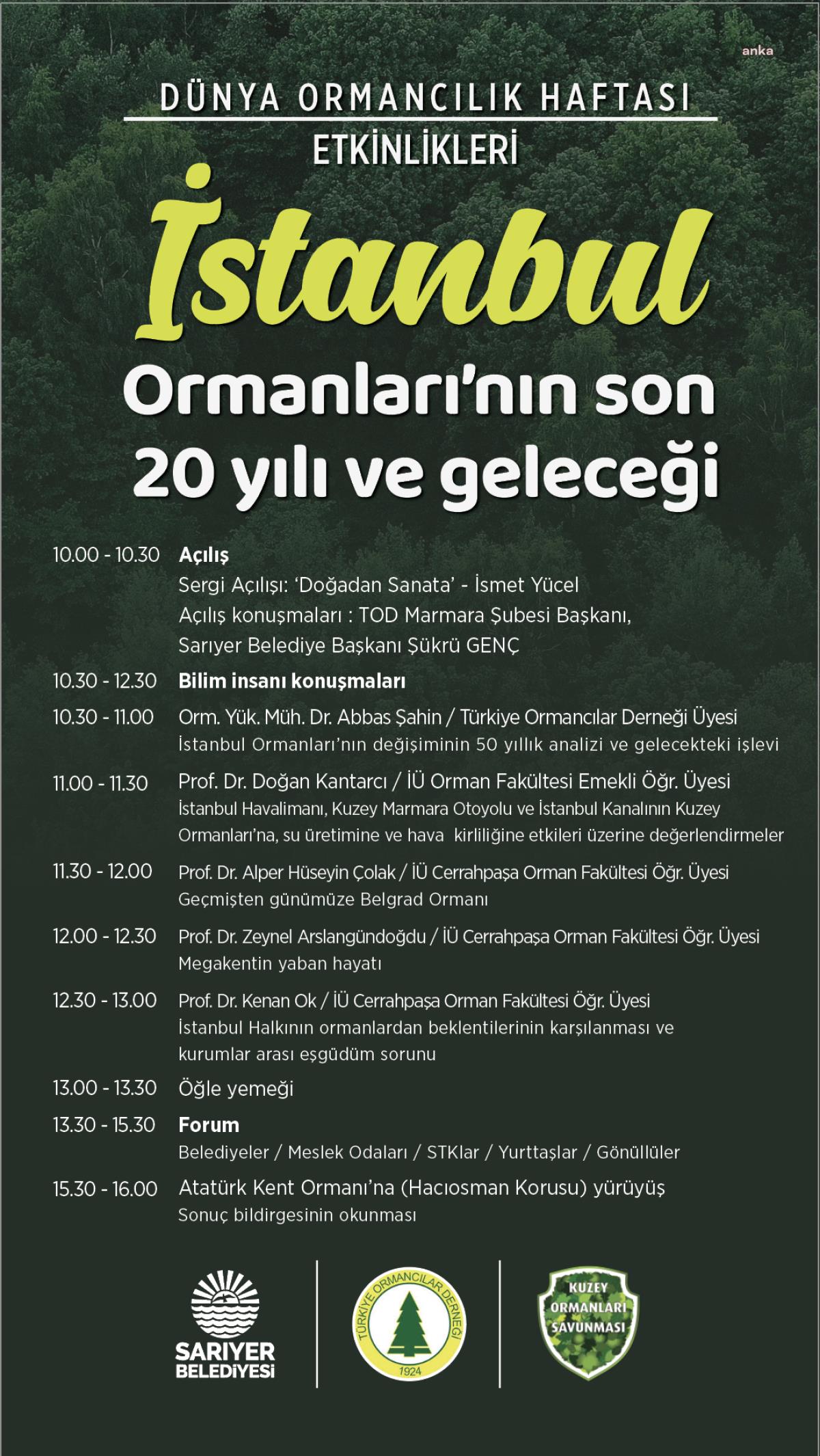 SARIYER BELEDİYESİ, “İSTANBUL ORMANLARININ 20 YILI VE GELECEĞİ” KONFERANSI DÜZENLEYECEK
