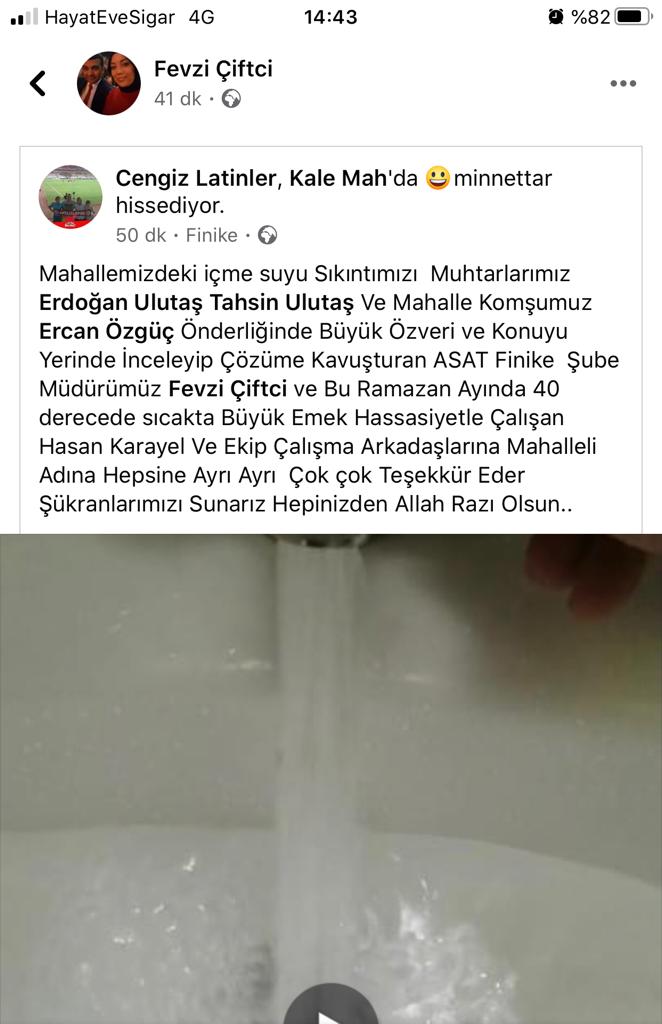 FİNİKELİLER'DEN ANTALYA BÜYÜKŞEHİR'E TEŞEKKÜR