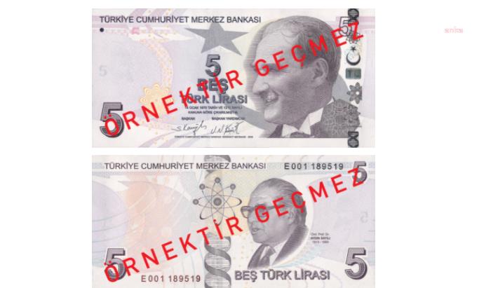 SON TERTİP 5 TL BANKNOTLAR BUGÜNDEN İTİBAREN TEDAVÜLE VERİLİYOR