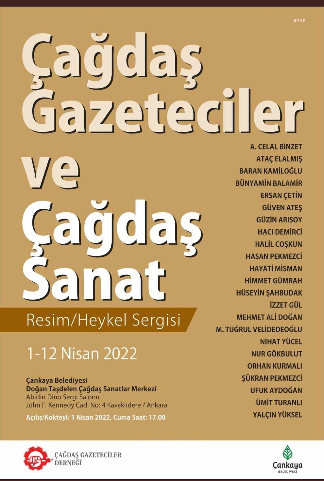 “ÇAĞDAŞ GAZETECİLER VE ÇAĞDAŞ SANAT” SERGİSİ YARIN AÇILIYOR