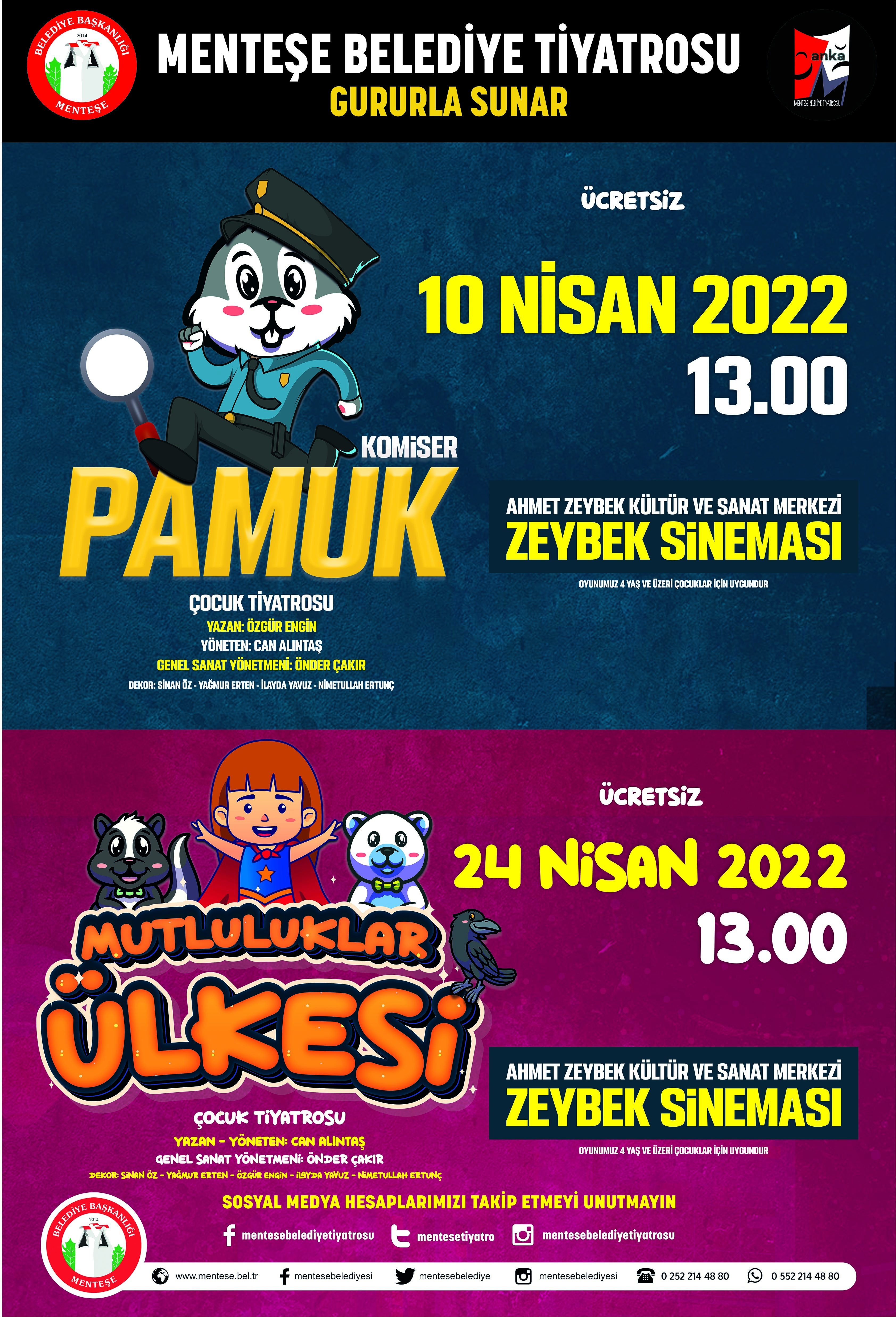 MENTEŞE BELEDİYE TİYATROSU, NİSAN AYINDA İKİ ÇOCUK OYUNU SAHNELEYECEK