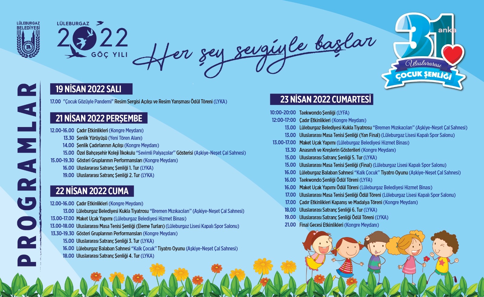 LÜLEBURGAZ’DA ULUSLARARASI ÇOCUK ŞENLİĞİ 21 NİSAN'DA BAŞLIYOR