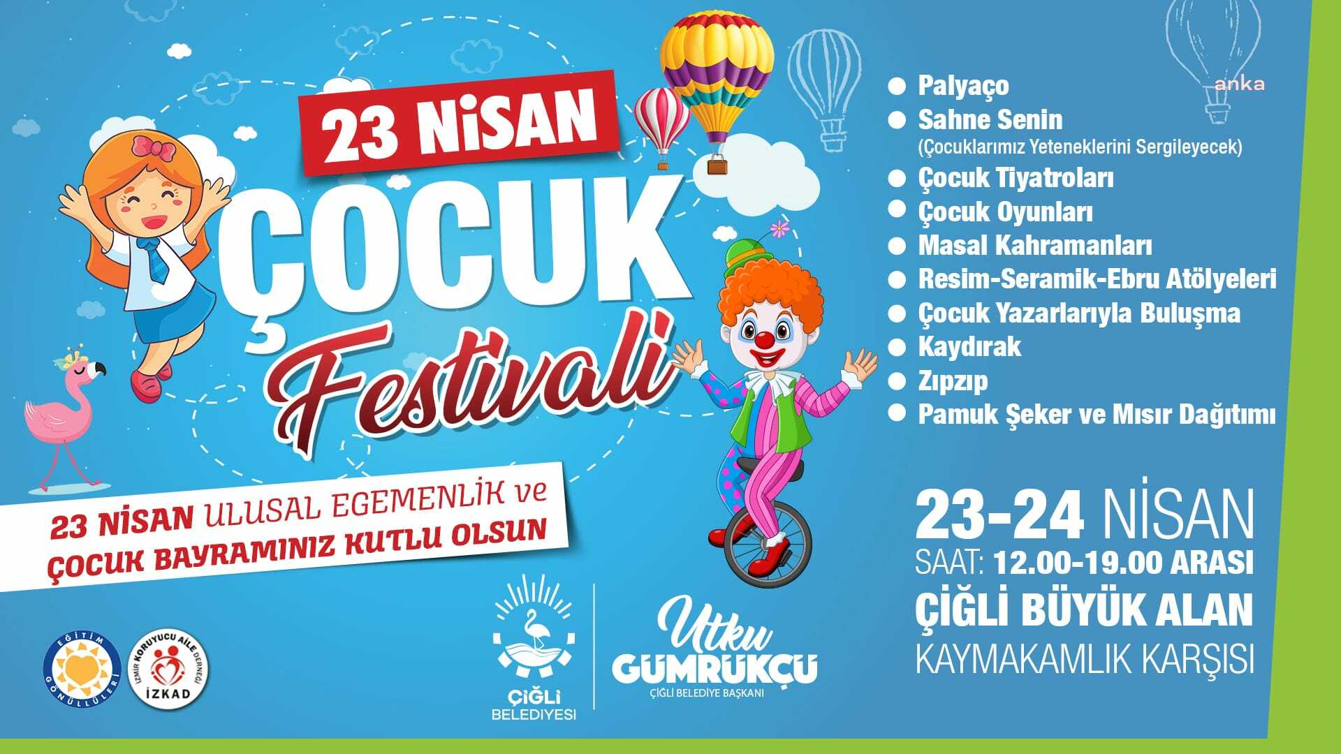 ÇİĞLİ BELEDİYESİ’NDEN 23 NİSAN’DA ÇOCUKLARA ÖZEL FESTİVAL
