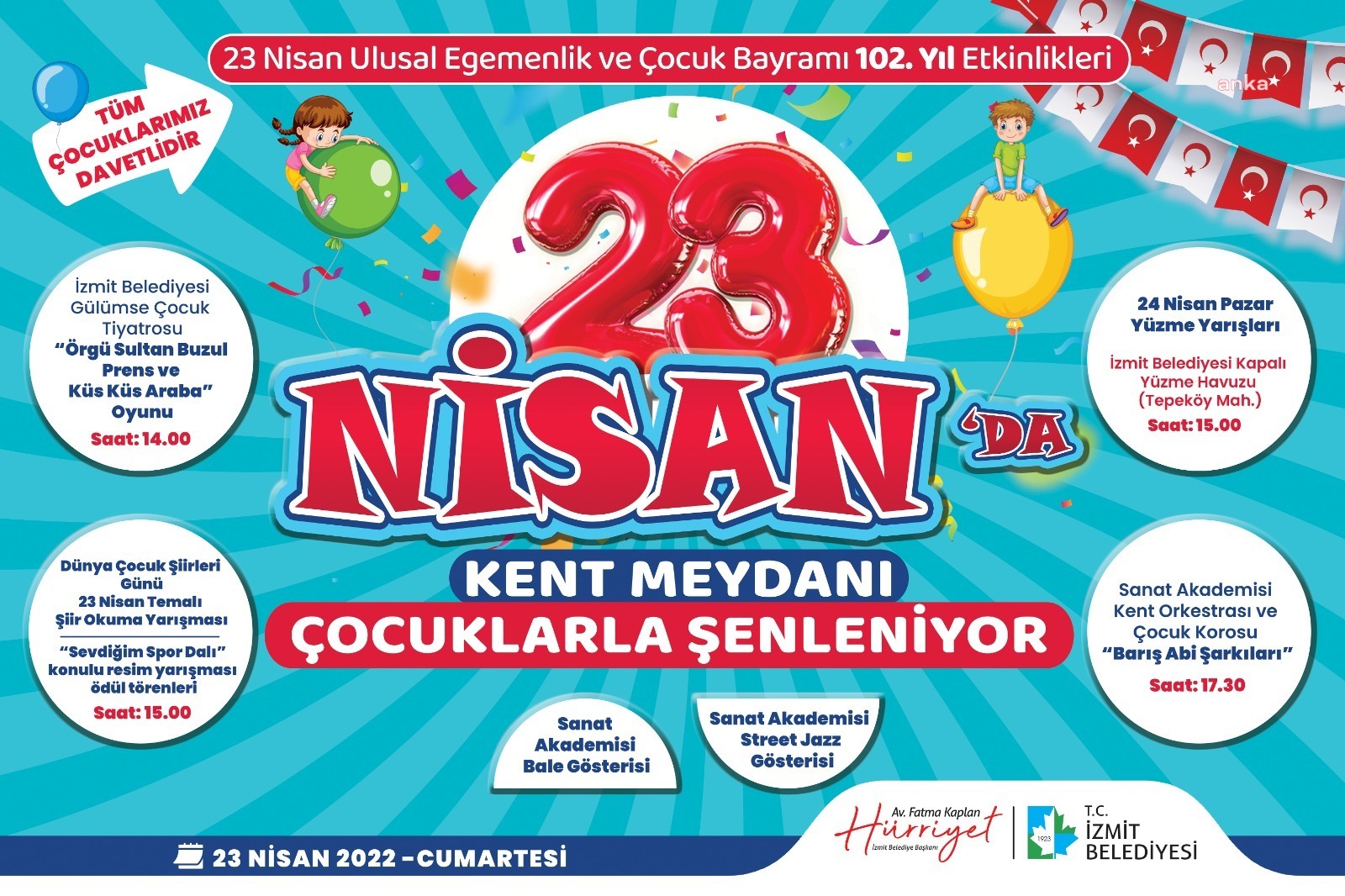 İZMİT’TE 23 NİSAN COŞKUYLA KUTLANACAK