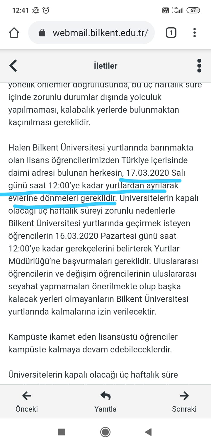 BİLKENT YURTLARI KAPATILIYOR