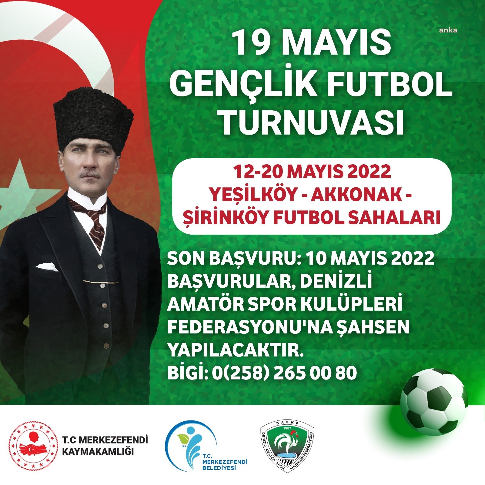 MERKEZEFENDİ’DE 19 MAYIS’A ÖZEL GENÇLİK FUTBOL TURNUVASI