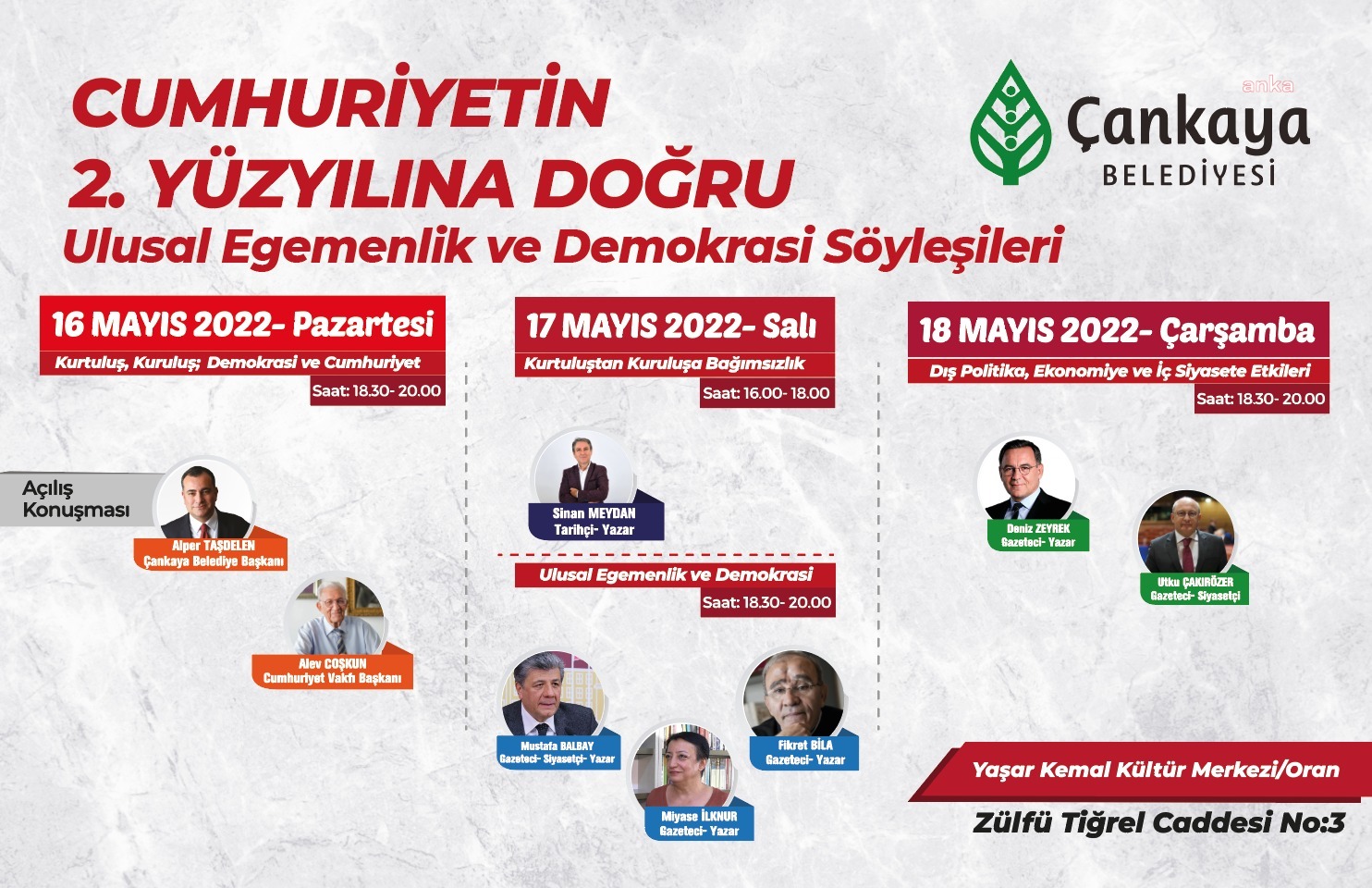 ÇANKAYA BELEDİYESİ, 19 MAYIS'I SÖYLEŞİLER VE KONSERLE KUTLUYOR