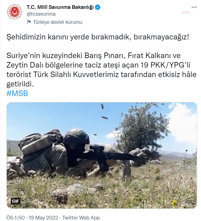 MSB, 23 TERÖRİSTİN ETKİSİZ HALE GETİRİLDİĞİNİ DUYURDU