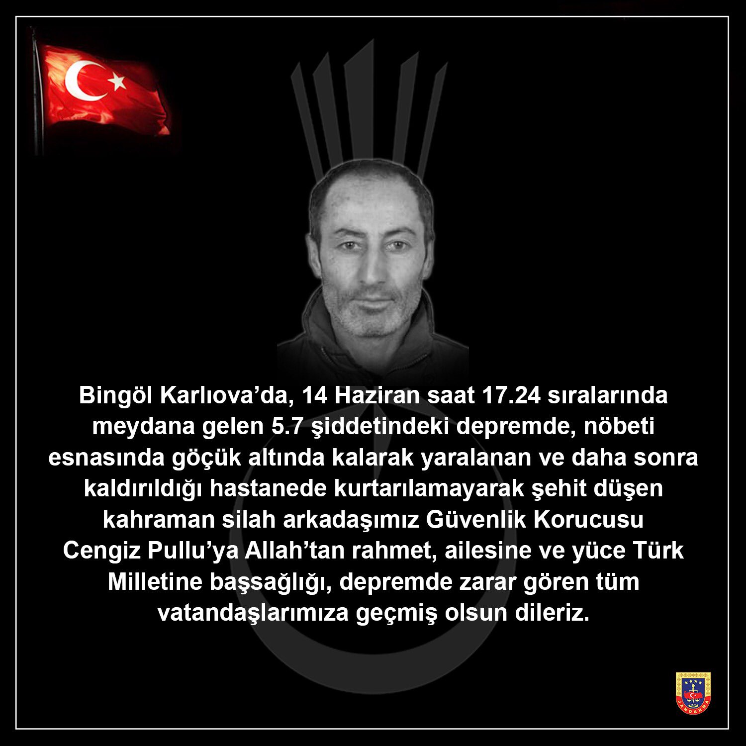 DEPREMDE ŞEHİT OLAN GÜVENLİK KORUCUSUNUN CENGİZ PULLU OLDUĞU AÇIKLANDI