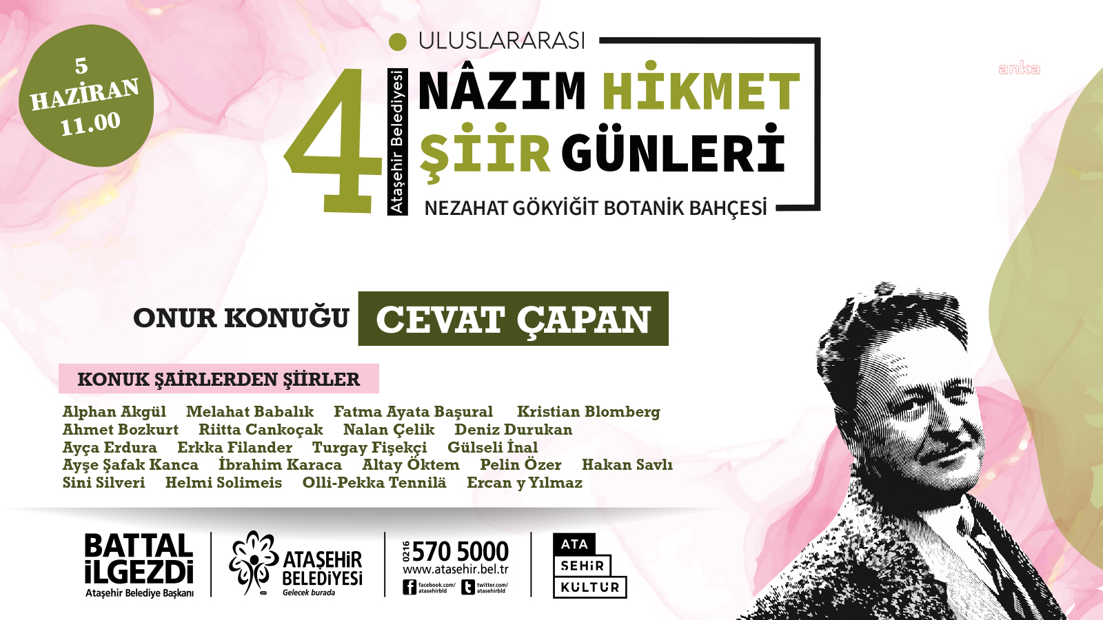 ATAŞEHİR BELEDİYESİ'NDEN ULUSLARARASI NÂZIM HİKMET ŞİİR GÜNLERİ