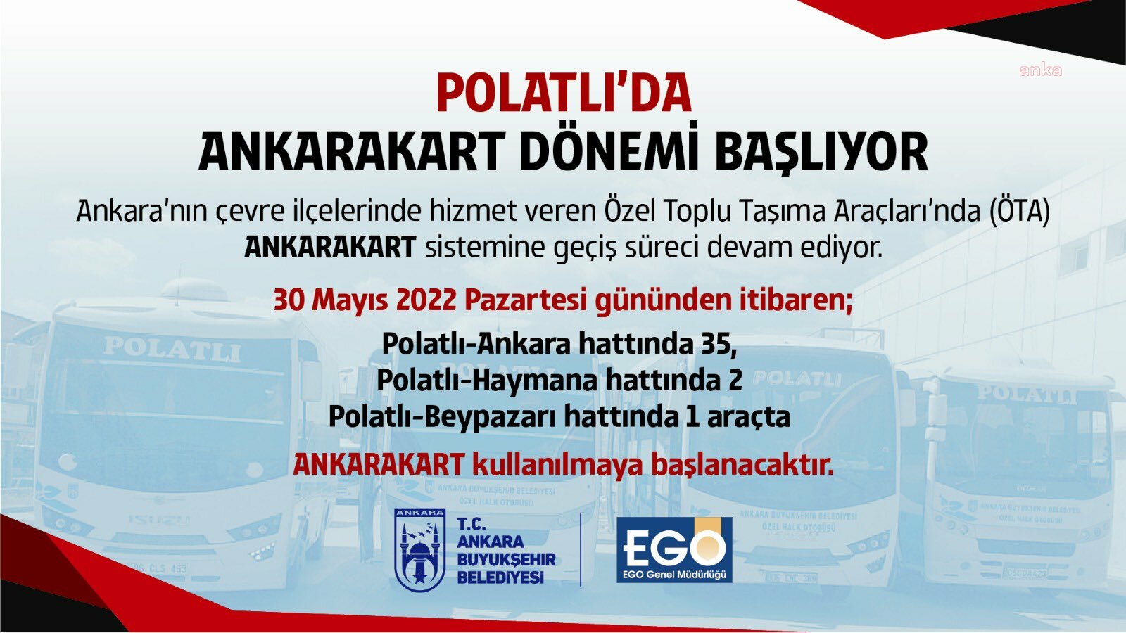 BAŞKENT’TE ANKARAKART YAYGINLAŞIYOR: POLATLI DA ANKARAKART’A GEÇİYOR
