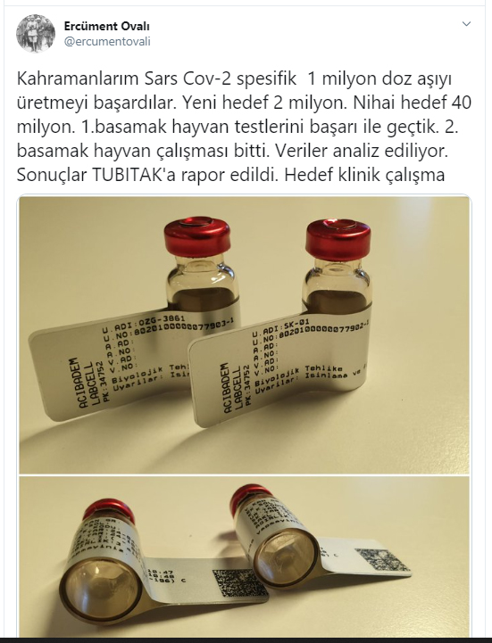 PROF. DR. OVALI: 1 MİLYON DOZ AŞI ÜRETTİK
