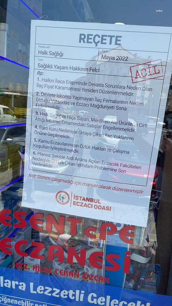 ECZACILARDAN "REÇETE" BAŞLIKLI AFİŞ EYLEMİ