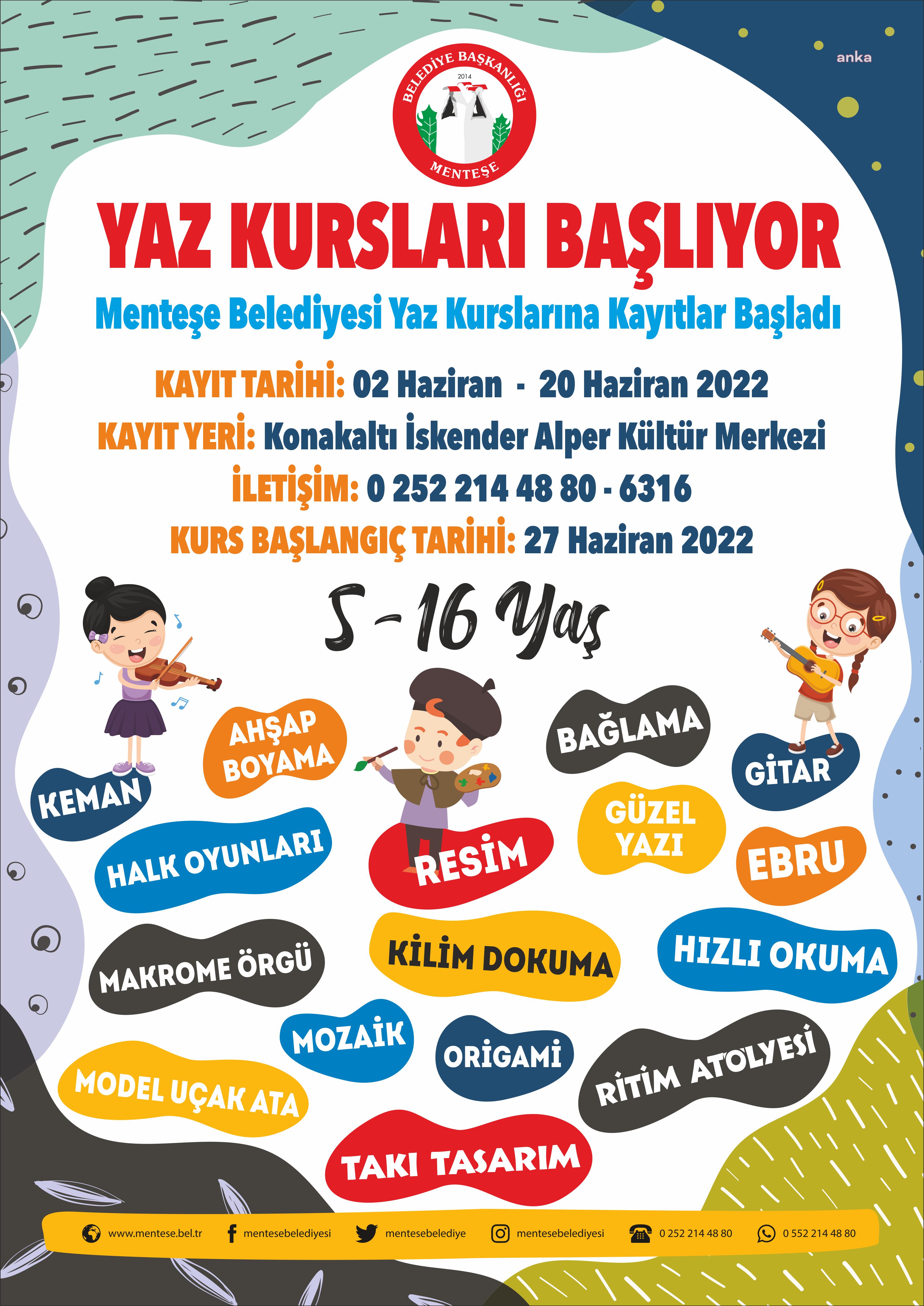 MENTEŞE BELEDİYESİ'NİN YAZ KURSLARINA KAYITLAR BAŞLADI