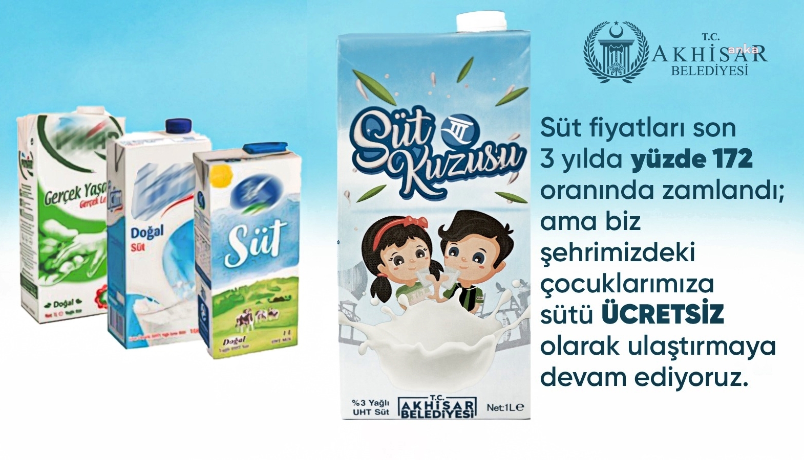 AKHİSAR BELEDİYESİ, ÜCRETSİZ SÜT DAĞITIMINA DEVAM EDİYOR