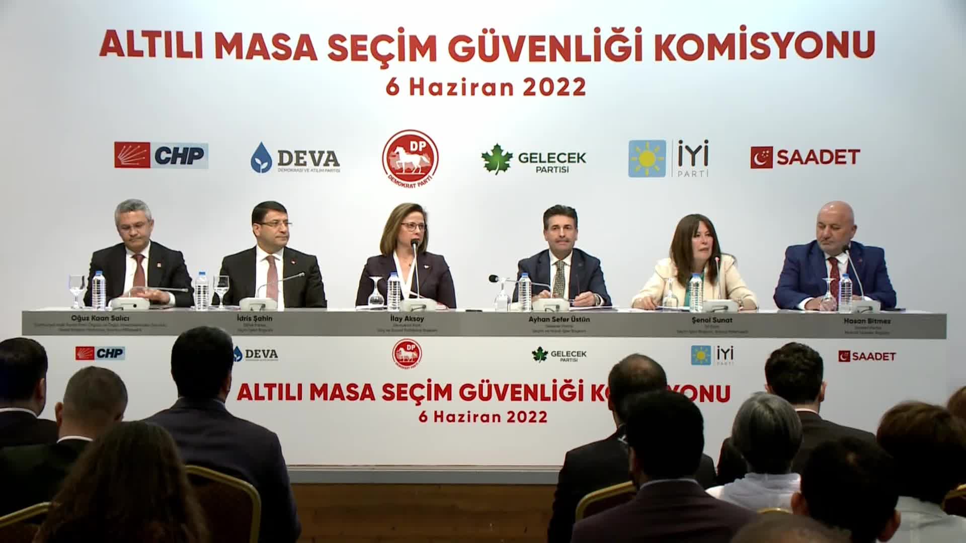 ALTI SİYASİ PARTİ GENEL BAŞKAN YARDIMCISINDAN OLUŞAN SEÇİM GÜVENLİĞİ KOMİSYONU TOPLANDI: “İÇİŞLERİ VE ADALET BAKANLARINI UYARIYORUZ. VATANDAŞLARIMIZIN BİR TEK OYUNUN DAHİ ZAYİ OLMASINA MÜSAADE ETMEYECEĞİZ”