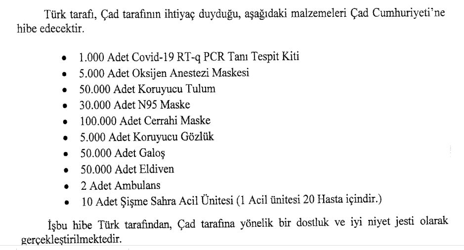 TÜRKİYE, ÇAD VE NİJER’E SAĞLIK MALZEMESİ HİBE ETTİ, HİBELER ARASINDA AMBULANS DA VAR